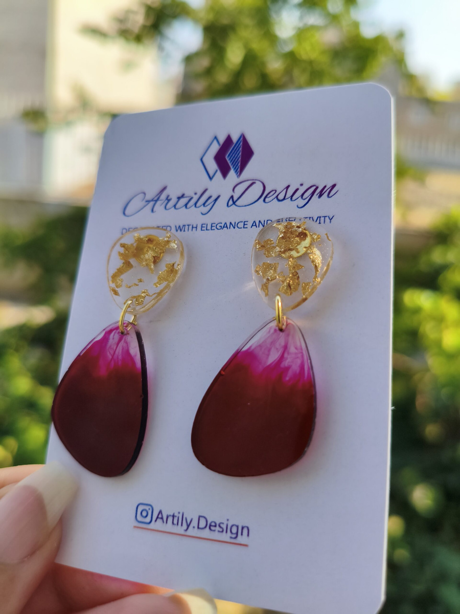 گوشواره دستساز آلبالویی 🍒