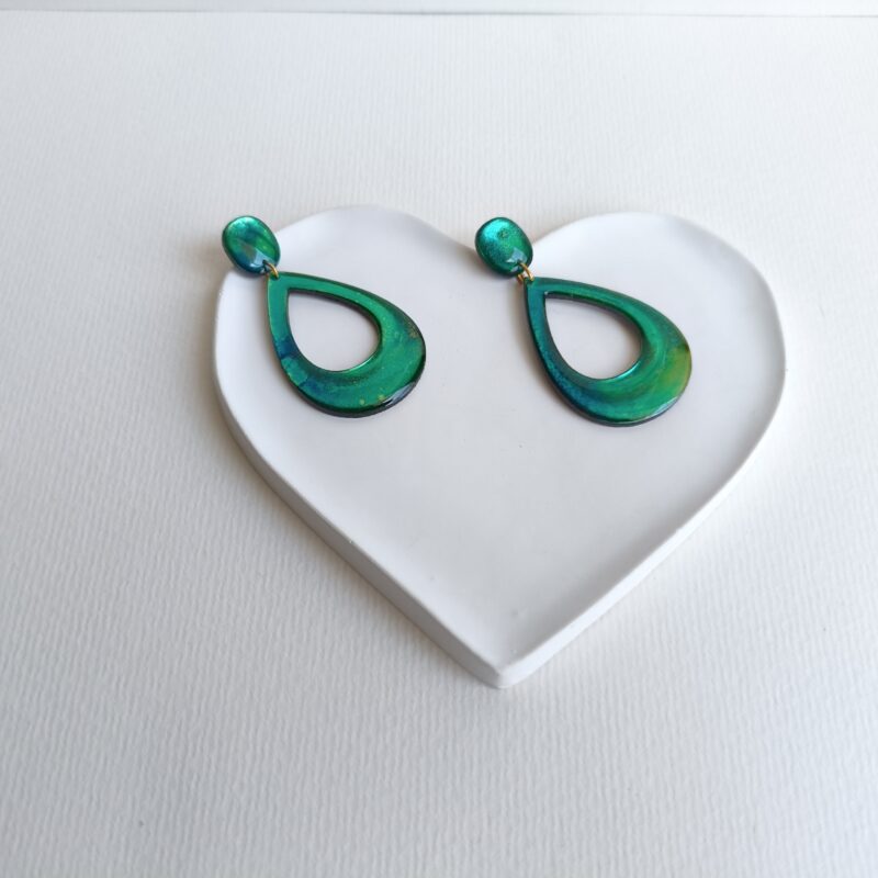 گوشواره دست‌ساز آبنباتی آبی سبز 💚🩵