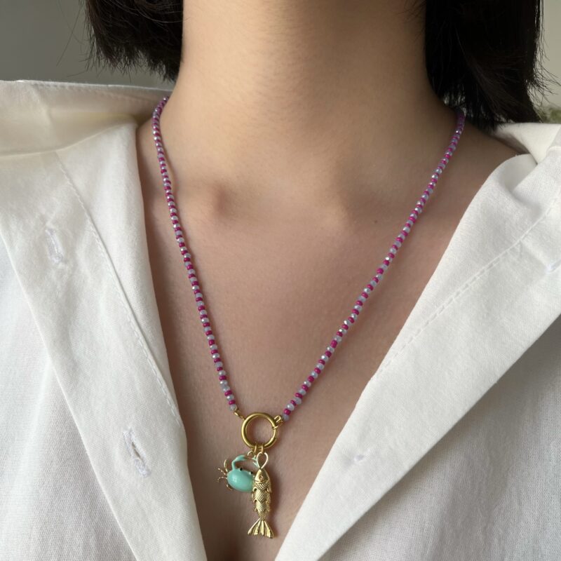 گردنبند چارم خرچنگ و ماهی