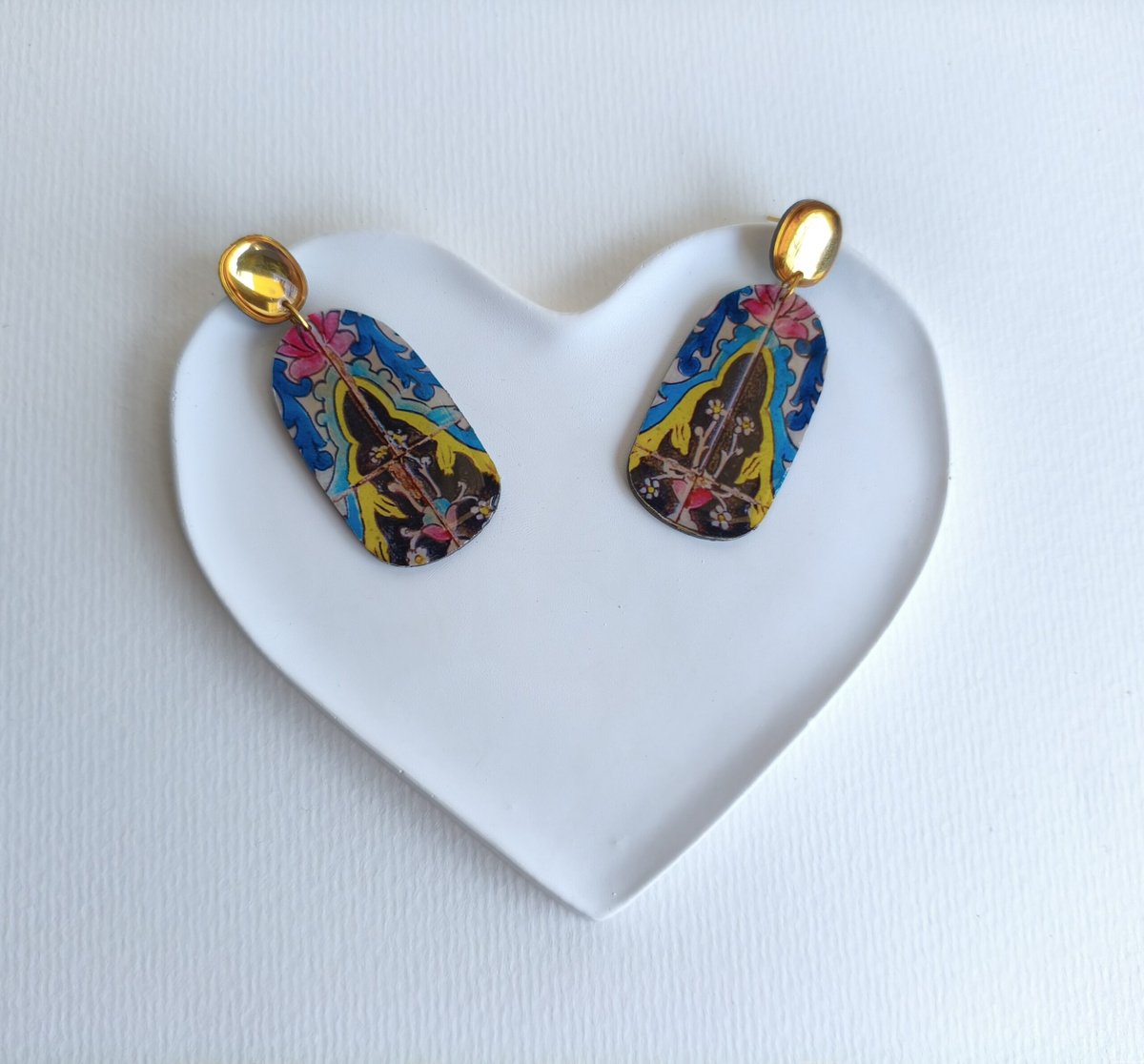 گوشواره دستساز طرح کاشی کاری سنتی 🕊️